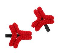 Ciieeo 1 Pair Knitted Red Angry Hair Clips for Women with Versatile Yarn and Metal Material, Creative Cartoon Duckbill Design to Boost Live Stream Interaction and Holiday Event Styling