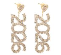 Ciieeo 1 Pair Rhinestone New Year Earrings: 2026 Number Pendants Dangle Earrings - Sparkling Jewelry for Engagement Valentine Costumes, Golden