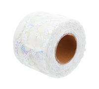 Ciieeo 1 Roll Decorative Tulle Webbing Bow Making Ribbon Wreath Making Supplies Lace Trim Fabric Sequin Flower Pattern Voile Ribbon Mesh Ribbon Bride Polyester Packaging Tape Twine White