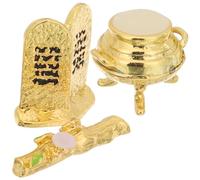 Ciieeo 1 Set Temple Utensils Metal Desktop Decoration Gold Urn Rod Ark Statue Zinc Alloy Ornament Office Decor Nativity Scene Figurines Miniature Religious Craft