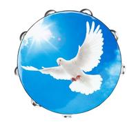 Ciieeo 10-Inch Double-Layer Peace Dove Hand Tambourine Drum with Bells, Percussion Instrument Tambourine for Educational Music and Dance, ’S Handheld Rhythm Drum