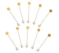 Ciieeo 10 Pcs Pearl Brooch Lapel Stick Pins Brown Gold Safety Pins for Coat Decoration, Delicate Clothes Accessories, Women’s Fashion Brooches for Dressmaking and Sewing