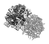 Ciieeo 100pcs Aluminum Wire Fence Clips with Screws for Agricultural Cattle Panel Cage Fixing, Metal Fence Clamps for Pet Cage and Outdoor Farm Fencing Installation