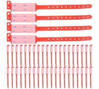 Ciieeo 100pcs Medical Id Wristbands for Adults, Adjustable Red Plastic Hospital Identification Bracelets, Writable Patient Armbands for Nursing and Admission