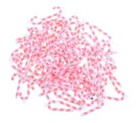 Ciieeo 100pcs Miniature Candy Cane Hanging Ornaments 2.8cm Red Plastic Decorations for DIY Christmas Vase Fillers Tree Window Mantel Decor