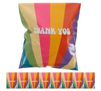 Ciieeo 100pcs Rainbow Color Waterproof Shipping Mailer Bags with Thank You Print 25.5x33+4cm Thickened Express Envelopes for Clothing Parcel Packaging