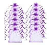 Ciieeo 100pcs Small Jewelry Pouch: Sheer Favor Mesh Bags Drawstring Present Bag For Easter Mother'S Day Valentine'S Day Wedding Party Favors Purple 8x10cm
