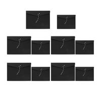 Ciieeo 10pcs Black Kraft Paper Document Folders with String Closure, Horizontal File Envelope Pouches for Organized Retrieval and Versatile Office Filing Solutions, Vintage Retro Design