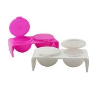 Ciieeo 10pcs Double Hole Nail Art Manicure Cups with Lid White Rosy Crystal Liquid Containers for Professional Nail Art Equipment and Acrylic Suitable for Salon and Home Use