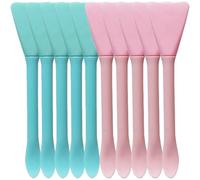 Ciieeo 10pcs Dual-ended Silicone Face Mask Brushes with Spatula Pink and Blue Multifunctional Mask Applicator Tools for Facial Skincare and Eye Application