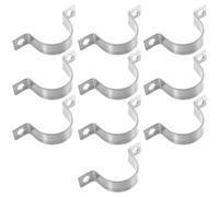 Ciieeo 10pcs Heavy Duty Galvanized Pipe Clamp U-Shaped Bracket Multifunctional Thickened Galvanized Steel Design Silver Cable Clamps for Residential Wall Mounting