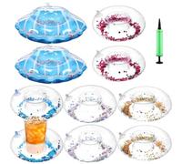 Ciieeo 10pcs Inflatable Cup Holder Set with Pump, Pvc Material, Equipped with Check Valve, Portable Floating Drink Holders for Pool Party and Beach Use Random Color