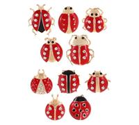 Ciieeo 10pcs Ladybug Brooch Pins for Women, Cartoon Alloy Lapel Pins with Smooth Edges, Creative Cute Red Brooches for Daily Wear and Leisure Clothing Decoration