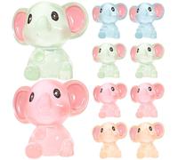 Ciieeo 10Pcs Mini Elephant Crafts Light in the Dark Resin Figurines Cartoon Tiny Animal Ornaments for Home Garden Micro Landscape Decoration