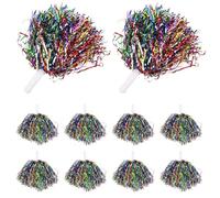 Ciieeo 10pcs Rainbow Cheerleading Pom with Handle 20g Lightweight Handheld for Sports Games Dance Performance Cheer Squad Accessories for Boys and