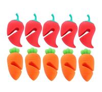 Ciieeo 10Pcs Silicone Pot Lid Spill Stoppers with Carrot and Chili Designs Boil Over Lifters for Kitchen Pots Steam Vent Covers for Slow Cooking and Overflow Prevention