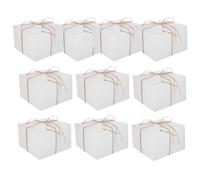 Ciieeo 10pcs White Kraft Paper Boxes 15x15x10cm with Hemp Rope and Blank Tags Thickened Cardboard Small Business Present Packaging for Birthday Holiday Party Wrapping
