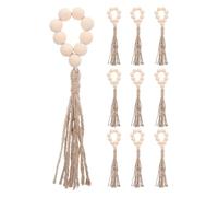 Ciieeo 10pcs Wood Bead Garland with Tassel Farmhouse Rustic Prayer Boho Beads for Farmhouse Tiered Tray Coffee Table Mantel Decor Beige