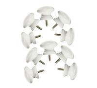 Ciieeo 10pcs Wood Handle Circular Single Hole Door Handle Round Wooden Drawer Knobs Ergonomic Design Stable Build White for Kitchens and Bathrooms