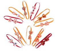 Ciieeo 11pcs Pet Bow Tie for Cats and Dogs Adjustable Maple Leaf and Pumpkin Design for Autumn Party and Grooming