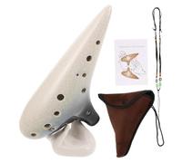 Ciieeo 12-Hole Alto C Ceramic Ocarina Musical Instrument, White Fired Clay, Beginner and Professional Music Ocarina for Practice and Performance