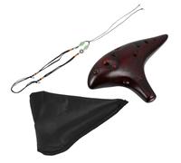 Ciieeo 12-hole Alto Ocarina in C Key Ceramic Flute Straw-smoked Finish, Portable Beginner Music Instrument for Children and Students, Red-brown Wind Instrument for Practice