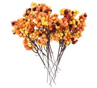 Ciieeo 12pcs Artificial Berry Stems Branches Yellow Christmas Berries Decorations Fake Burgundy Berry Picks Holly Berries Berry Twigs for Christmas Party Winter Holiday
