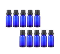 Ciieeo 12pcs Blue 15ml Glass Empty Perfume Bottle with Lid and Drip Stopper
