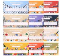 Ciieeo 12pcs Budget Cash Envelopes with Holes, Floral Pattern Paper Money Envelopes for Expense Planning and Budget Sheets, Loose Leaf Binder Pockets for Personal Finance Management