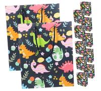 Ciieeo 12pcs Dinosaur Paper Bags Handles Birthday Bag Jungle Party Favor Wrapping Decorative Packaging