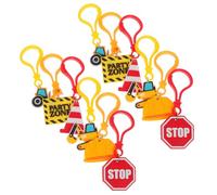 Ciieeo 12pcs Engineering Keyring: Plastic Building Theme Keychain - Construction Party Favors - Kids Birthday Goodie Bag Fillers - Plastic Keychain