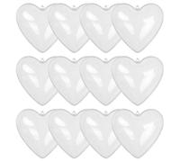 Ciieeo 12pcs Fillable Heart Shape Box Plastic Heart Balls Love Shaped Hanging Ornaments Balls 3.93x3.93x1.81in Open and Close Freely for Valentine's Day Hanging Decoration