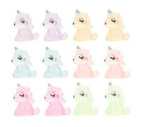 Ciieeo 12pcs Glow Dark Unicorn Figurines Assorted Miniature Ornaments for DIY Scenic Decorations Car Dashboard Accessories Creative Micro Landscape