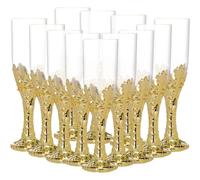 Ciieeo 12pcs Gold Stem Mini Goblet Glass, Plastic Wine Glasses Altar Cup Worship Cup Wedding Party Favor Candy Boxes for Wedding Anniversary Birthdays Graduations