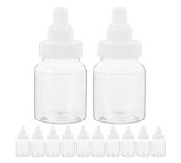 Ciieeo 12Pcs Mini Baby Bottles, Clear Plastic Candy Container, Feeding Bottle Shower Favor, White Two Piece Lid Treat Box, Gender Neutral Newborn Christening Table Decor Pack