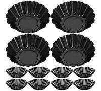 Ciieeo 12Pcs Non-Stick Flower Egg Tart Mold Set 2.95 Inch Carbon Steel Mini Tart Pans for Baking Muffins Cupcakes Desserts Multi-Purpose Bakeware for Kitchen Party