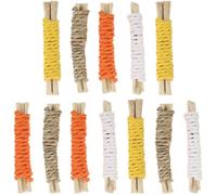 Ciieeo 12pcs Pet Chew for Rabbits and Parrots, Natural Sweet Bamboo Molar Rods with Wood Beads, Small Animal Teeth Grinding Sticks for Bunny and Guinea Pig Teeth Care