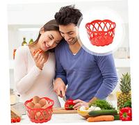 Ciieeo 12Pcs Plastic Egg Packing Basket Hollow Out Breathable Storage Holder for Eggs and Fruits Multipurpose Supermarket and Home Use Red Round Basket