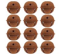 Ciieeo 12pcs Retro Rusty Bell Hollow Star Pattern Jingle Bells Christmas Rusty Metal Bells for Xmas Tree Home Decoration (4cm)