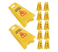 Ciieeo 12pcs Slide The Warning Sign Carefully Doll House Miniature Warning for Pretend Play Dollhouse Slippery Floor Dollhouse Floor Safety Education Caution Sign Plastic