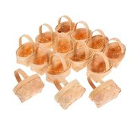 Ciieeo 14pcs Handwoven Mini Wood Baskets with Handle Small Woven Candy Organizers for Dollhouse Home Decor Picnics and Holiday Displays Artisanal Craftsmanship
