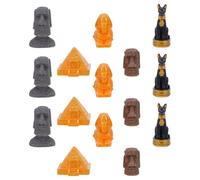 Ciieeo 15pcs Egyptian Figurines Resin Mini Ornament with Precision Detailing, Ancient Egyptian Pyramid and Cat Sphinx Sculpture for Diorama and Living Room Decoration, Versatile Use