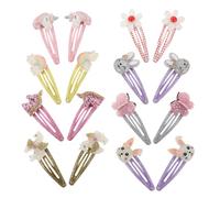Ciieeo 16pcs Unicorn Butterfly Rabbit Snap Hair Clips Set, Colorful Flower Barrettes for Side Bangs, Birthday Hair Accessories