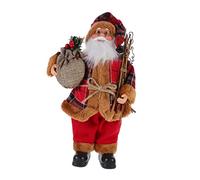 Ciieeo 1Pc Standing Santa Claus Doll Figurine Christmas Decor Red Fabric Outfit for Xmas Party Home Shop Decoration Embrace Holiday Spirit with Festive Scene