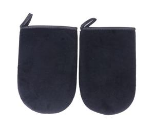 Ciieeo 2 Pcs Black Double-sided Self Tanning Mitts Gloves for Women, Reusable Sunless Tan Applicator over Gloves for Even Body and Back Application