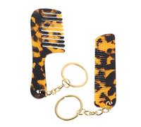 Ciieeo 2 Pcs Mini Acetate Comb Keychain Haircut Keychain Compact Design Stylish Leopard Print Design for Women Travel Bag Pendant Key Ring