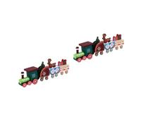 Ciieeo 2 pcs Wooden Xmas Train Decor for Holiday Table Centerpieces Festive Birthday Cake Topper and Desktop Ornament Craft for Party Decoration