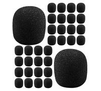 Ciieeo 200pcs Black Foam Mic Covers for Headset Microphones, Small Sponge Windscreens 30x22x8mm, Microphone Shield Protection for Lavalier and Mini Headset Mics in Recording and Gaming