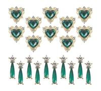 Ciieeo 20pcs Manicure Decoration Nail Gem Flat Bottom Alloy Glass Easy to Use Not Easy to Get Deformed Nail Charms for Women Creative Unique Fashionable DIY Manicures at Home