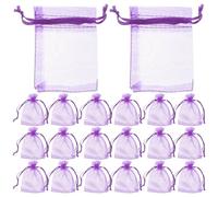 Ciieeo 20pcs Purple Organza Sachet Bags with Drawstring, Empty Lavender Scented Sachet Pouches for Cedar and Candy Storage, Easy to Open and Refill, Versatile Usage for Bedrooms